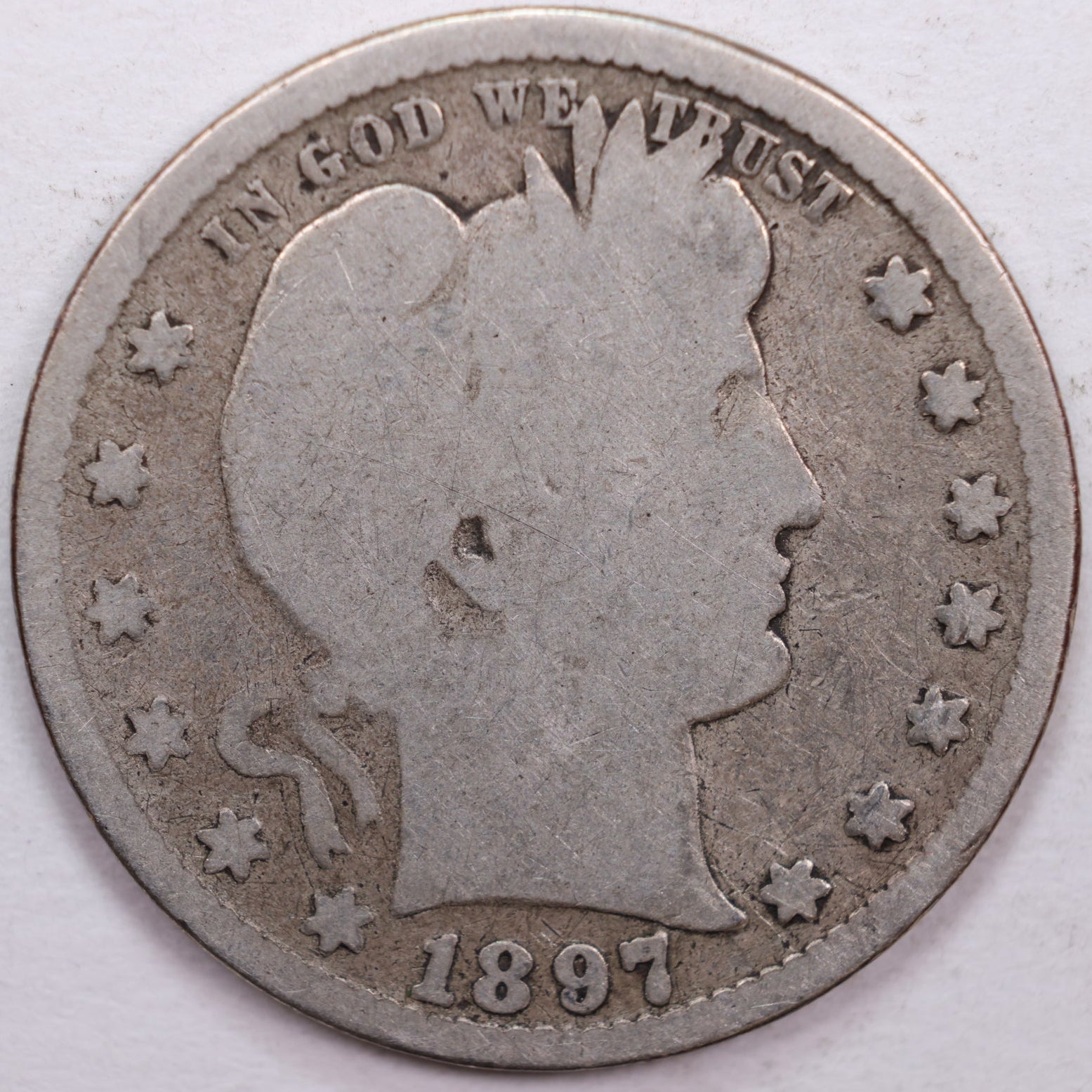 1897-S Barber Silver Quarter, Fair Circulated Coin, Store #QR0360