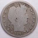 1897-S Barber Silver Quarter, Fair Circulated Coin, Store