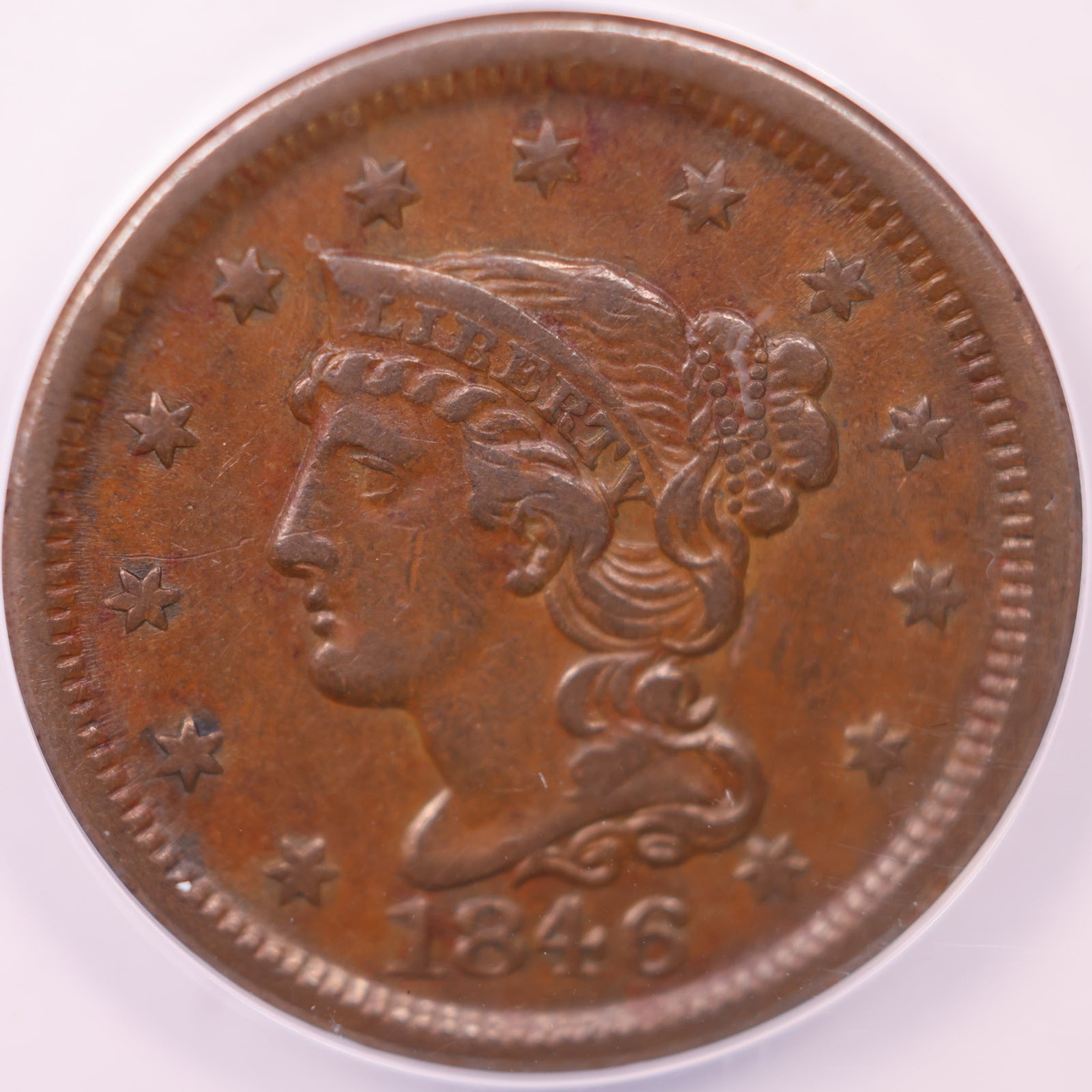 1846 Large Cent, ANACS VF-35, Affordable Circulated Coin, Store #CT1191