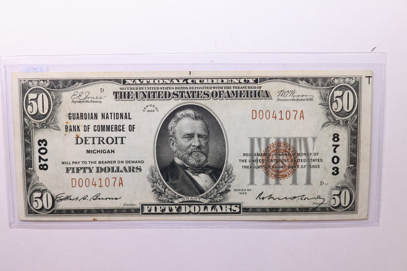 1929 $50 National Currency, Affordable Circulated Currency., STORE SALE