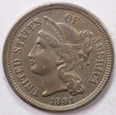1881 3 Cent Copper Nickel., A.U. Circulated Coin., Store