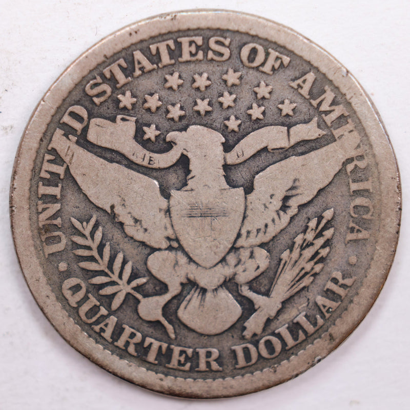 1898 Barber Silver Quarter, Very Good Circulated Coin, Store