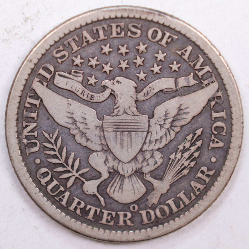 1898-O Barber Silver Quarter, Very Good+ Circulated Coin, Store