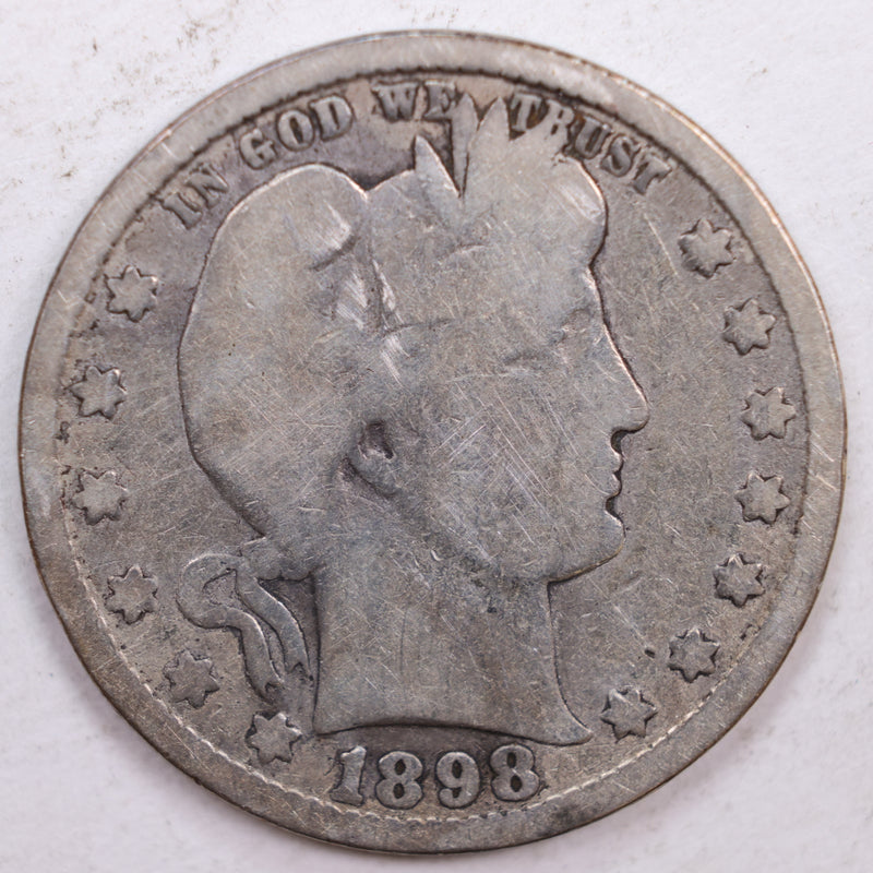 1898-O Barber Silver Quarter, Very Good Circulated Coin, Store