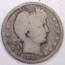 1898-O Barber Silver Quarter, Very Good Circulated Coin, Store