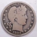 1898-O Barber Silver Quarter, Very Good Circulated Coin, Store