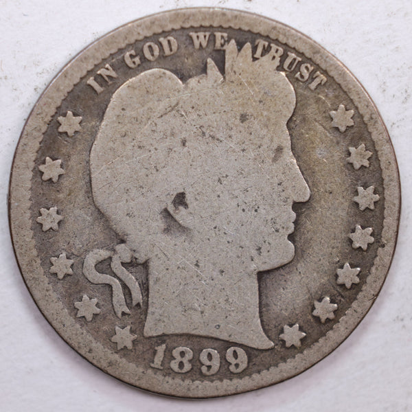 1899 Barber Silver Quarter, Fair Circulated Coin, Store #QR0370