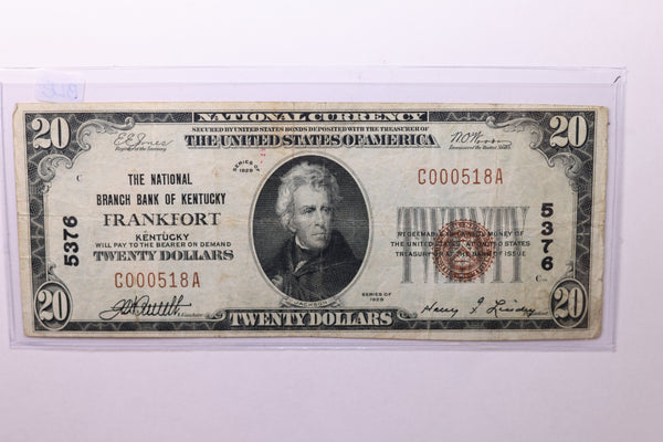 1929 $20 National Currency, Affordable Circulated Currency., STORE SALE #035129