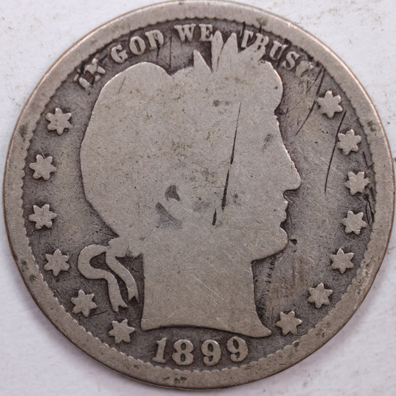 1899 Barber Silver Quarter, Good Circulated Coin, Store
