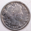 1899 Barber Silver Quarter, Very Good Circulated Coin, Store