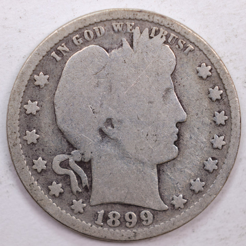 1899 Barber Silver Quarter, Good Circulated Coin, Store