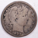 1899 Barber Silver Quarter, Very Good+ Circulated Coin, Store