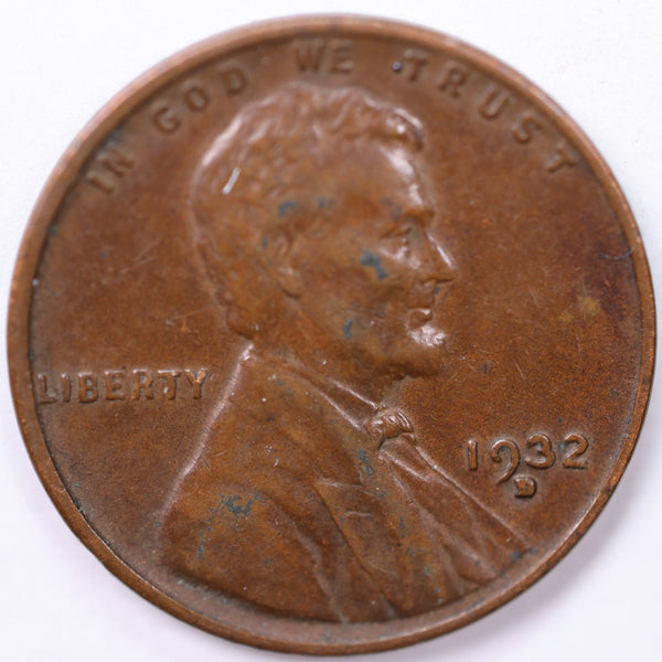 1932-D Lincoln Wheat Cent, Extra Fine Circulated Coin, Store #CT0455