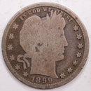 1899 Barber Silver Quarter, Good Circulated Coin, Store