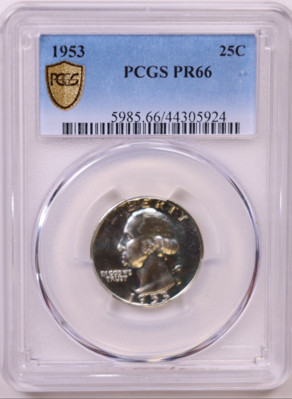 1953 Washington Silver Quarter, PCGS PR-66, Proof Uncirculated Coin, Store #QR1178