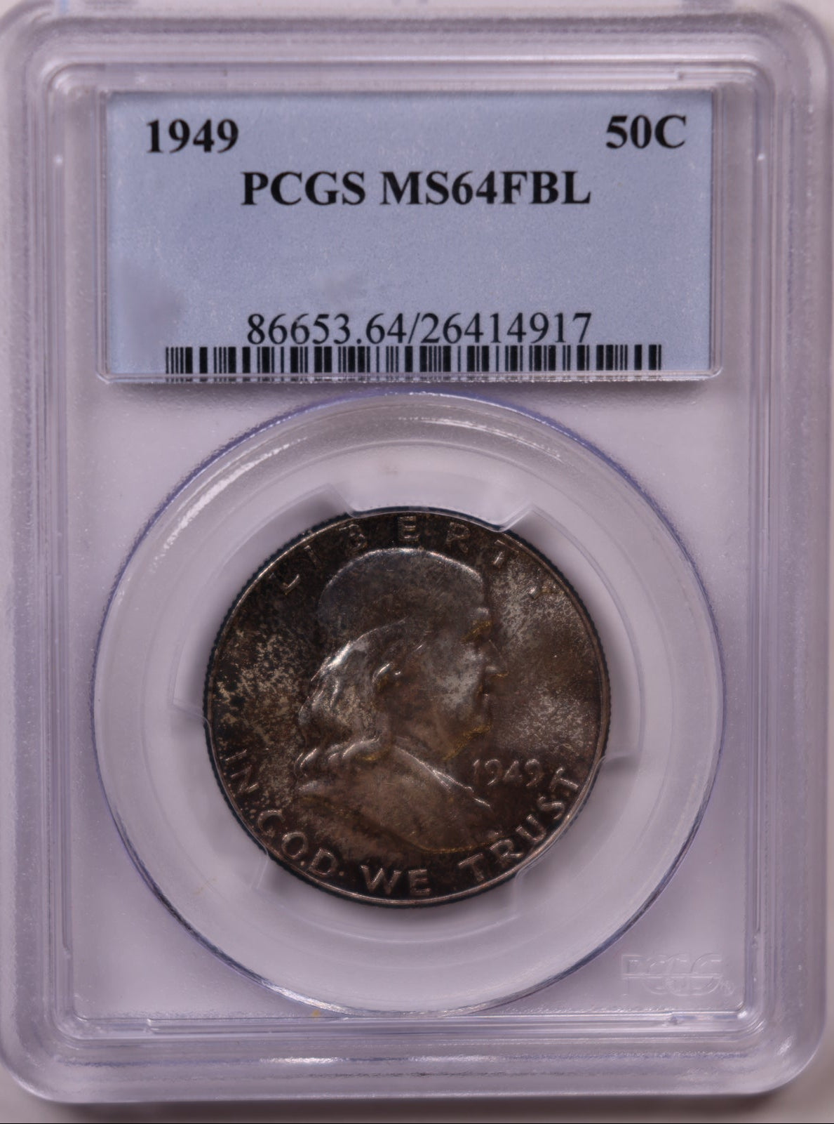 1949 Ben Franklin Half Dollar, PCGS MS-64 FBL, Mint Uncirculated Coin, Store #HR1815