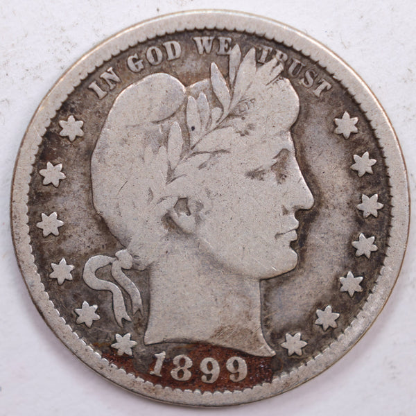 1899 Barber Silver Quarter, Fine Circulated Coin, Store #QR0388
