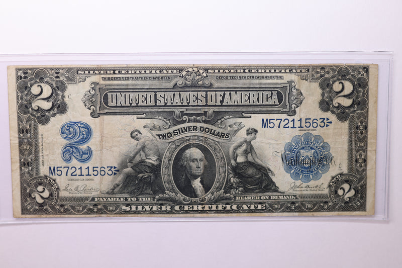 1899 $2 Silver Certificate., Affordable Circulated Currency., STORE SALE