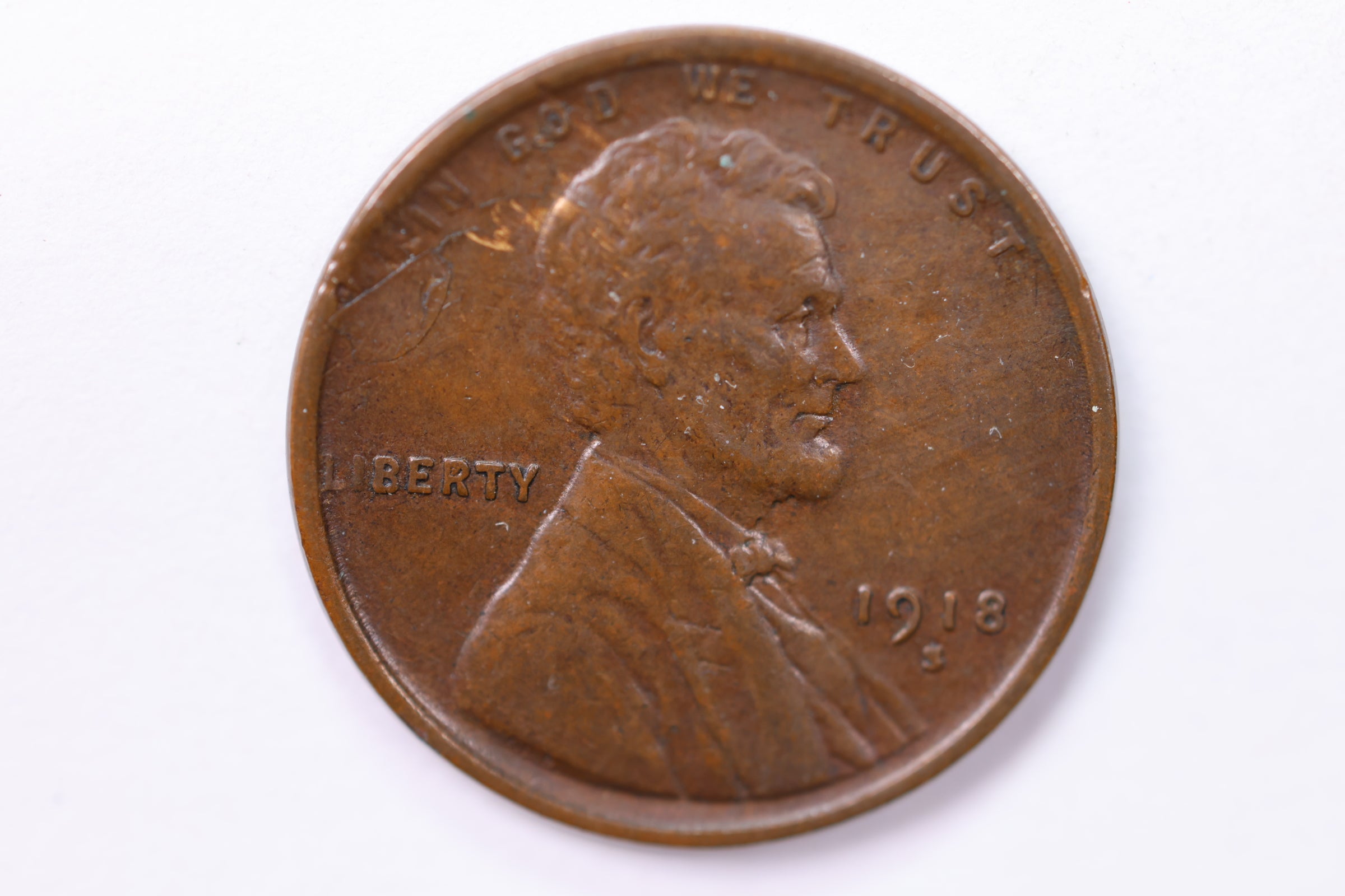 1918-S Lincoln Wheat Cent., Brown Mint State., Uncirculated Coin., #1868