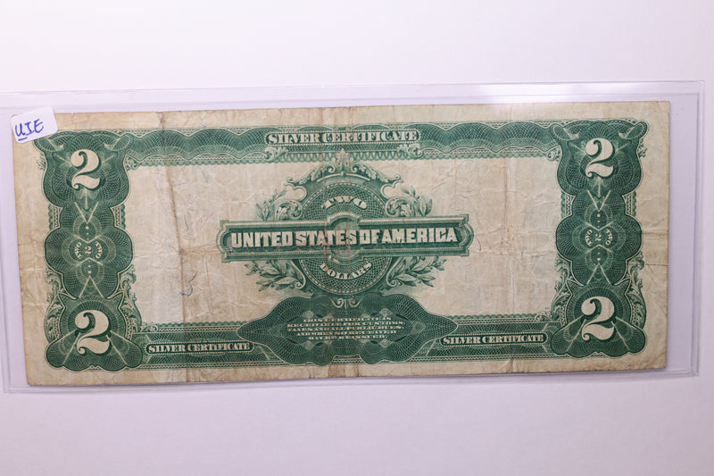 1899 $2 Silver Certificate., Affordable Circulated Currency., STORE SALE