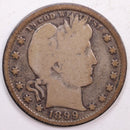 1899 Barber Silver Quarter, Very Good Circulated Coin, Store