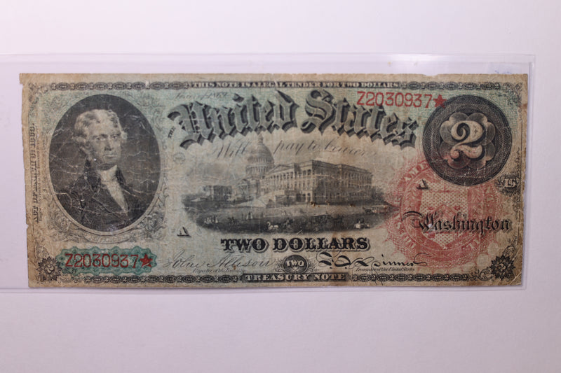 1869 $2 Legal Tender Note., Affordable Circulated Currency., STORE SALE