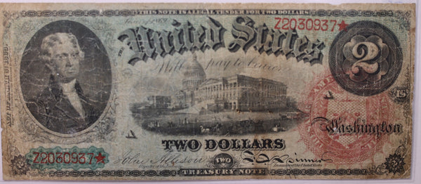 1869 $2 Legal Tender Note., Affordable Circulated Currency., STORE SALE #035150