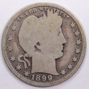 1899 Barber Silver Quarter, Good Circulated Coin, Store