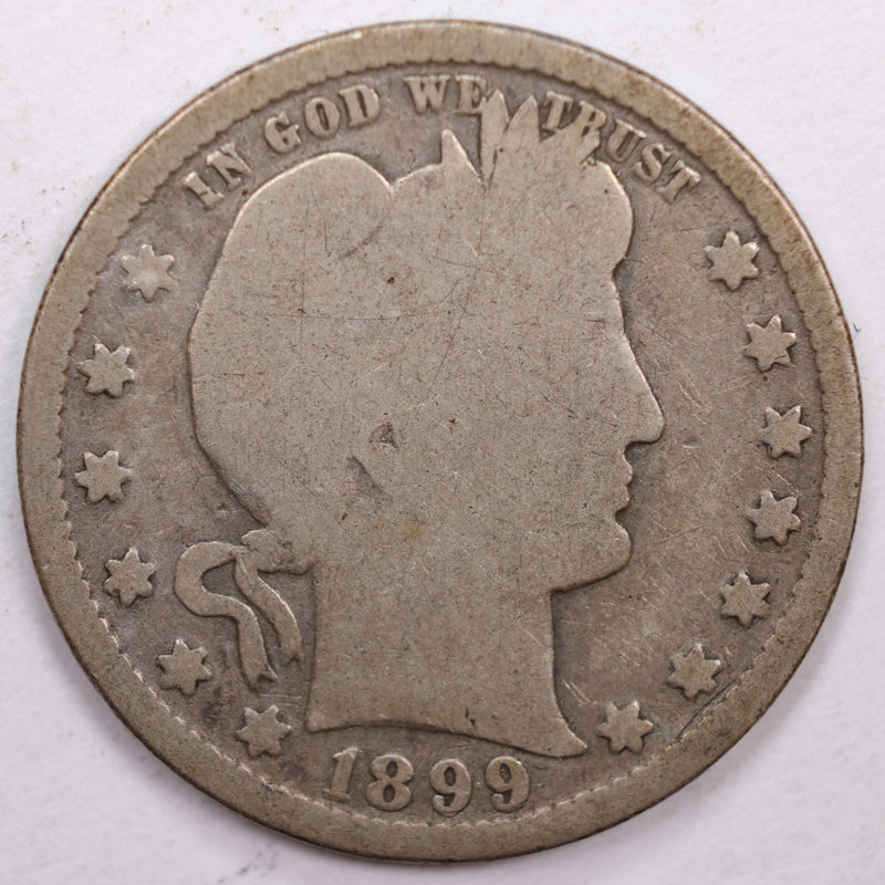 1899 Barber Silver Quarter, Good Circulated Coin, Store
