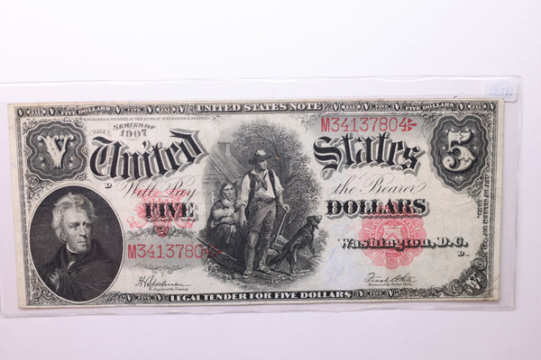 1907 $5 Legal Tender Note., Affordable Circulated Currency., STORE SALE #035153
