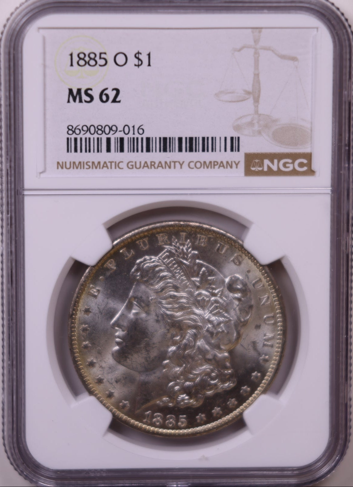 1885-O Morgan Dollar, NGC MS-62, Mint Uncirculated Coin, Store #DR0972