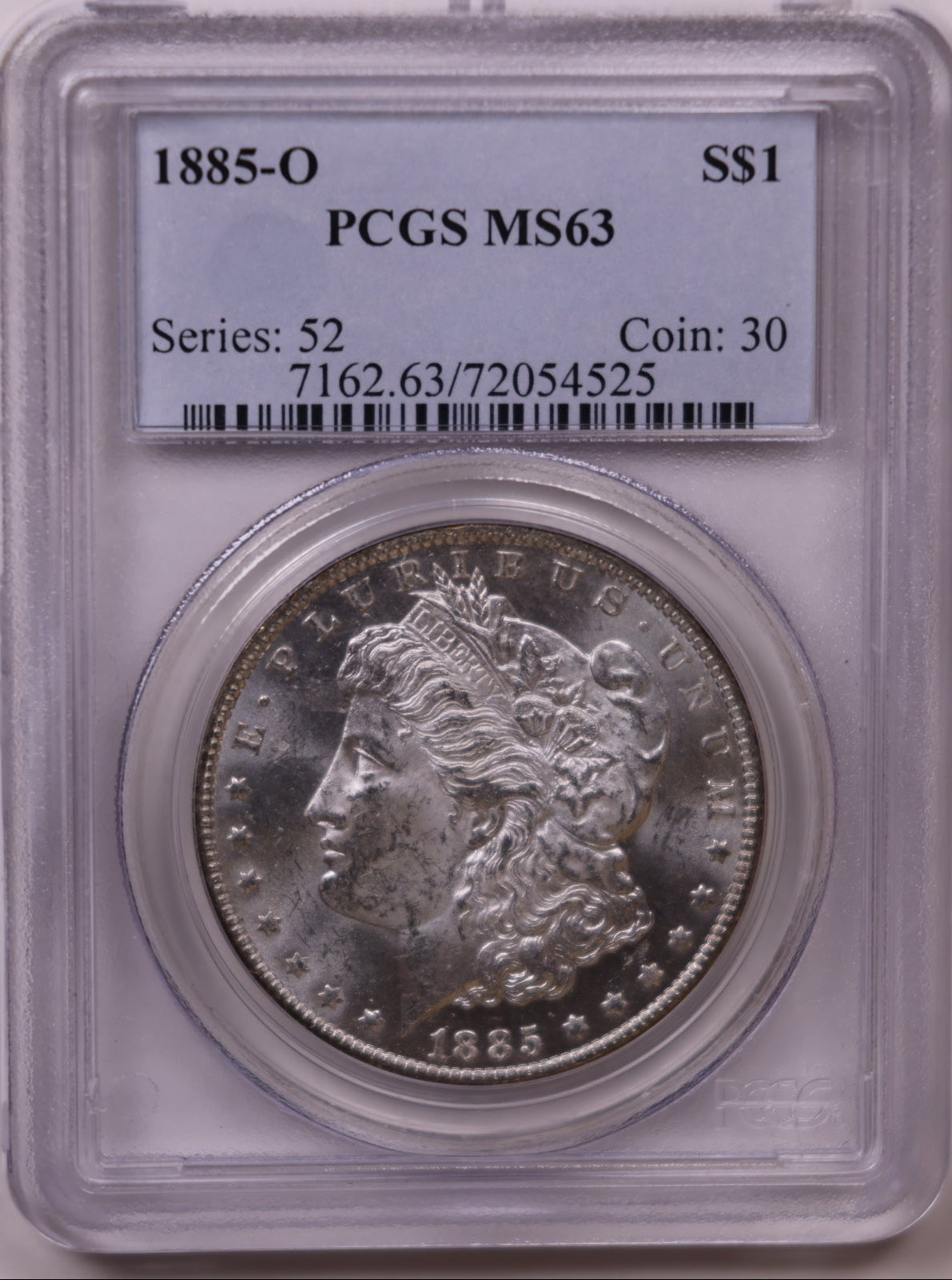 1885-O Morgan Dollar, PCGS MS-63, Mint Uncirculated Coin, Store #DR0973