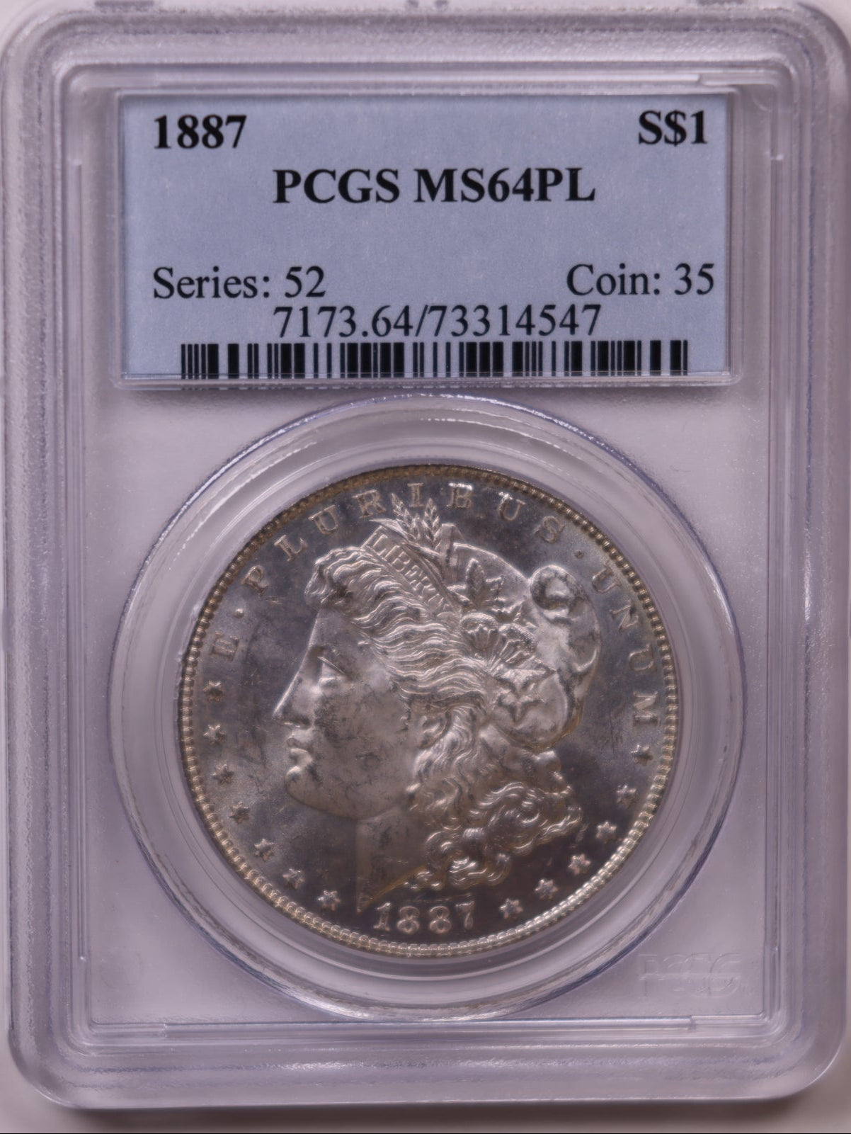 1887 Morgan Dollar, PCGS MS-64PL, Mint Uncirculated Coin, Store #DR0974