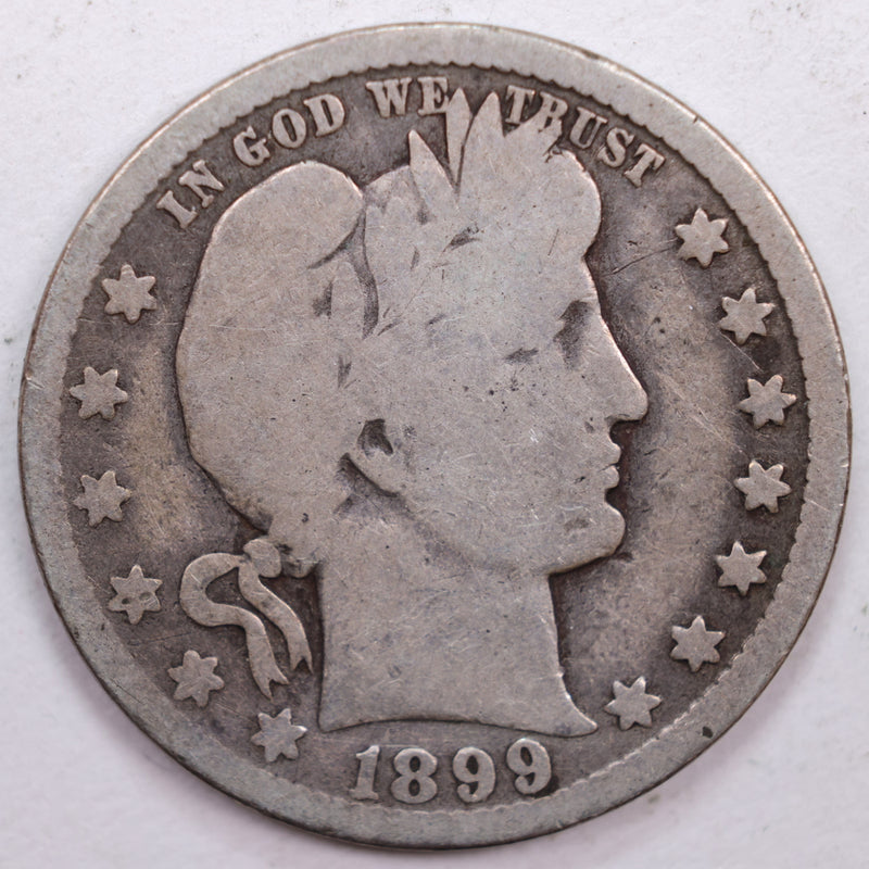 1899-O Barber Silver Quarter, Very Good Circulated Coin, Store