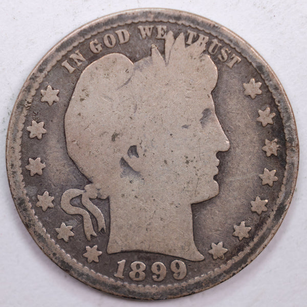 1899-O Barber Silver Quarter, Good+ Circulated Coin, Store #QR0403