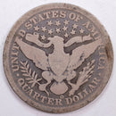 1899-O Barber Silver Quarter, Good+ Circulated Coin, Store