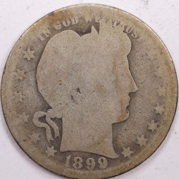 1899-O Barber Silver Quarter, About Good Circulated Coin, Store #QR0404