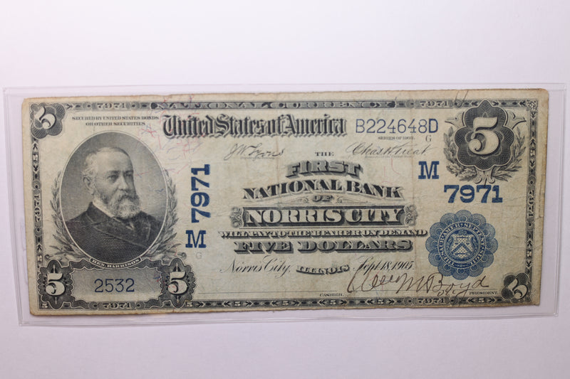 1902 $5 National Currency., Affordable Circulated Currency., STORE SALE