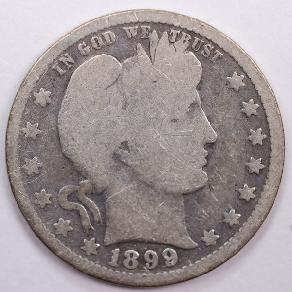1899-O Barber Silver Quarter, Good Circulated Coin, Store #QR0405