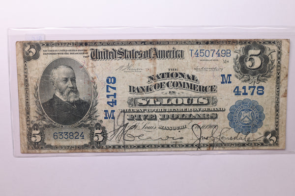 1902 $5 National Currency., Affordable Circulated Currency., STORE SALE #035162