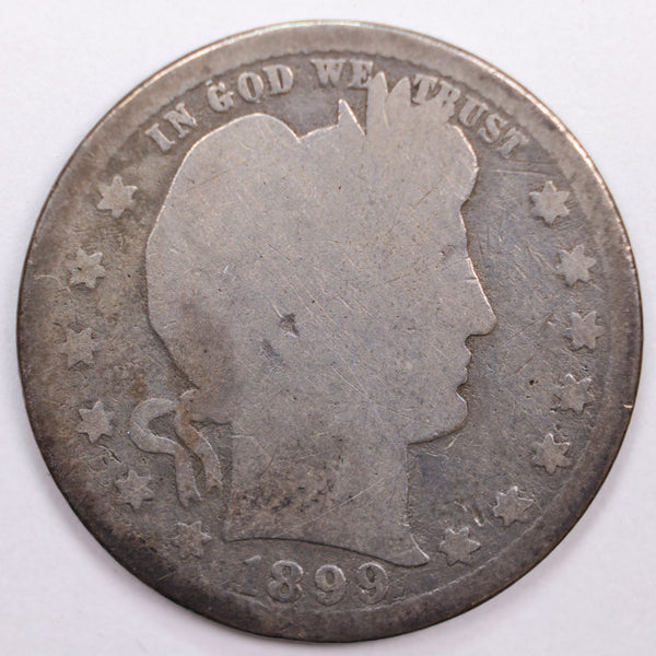 1899-O Barber Silver Quarter, About Good Circulated Coin, Store #QR0406