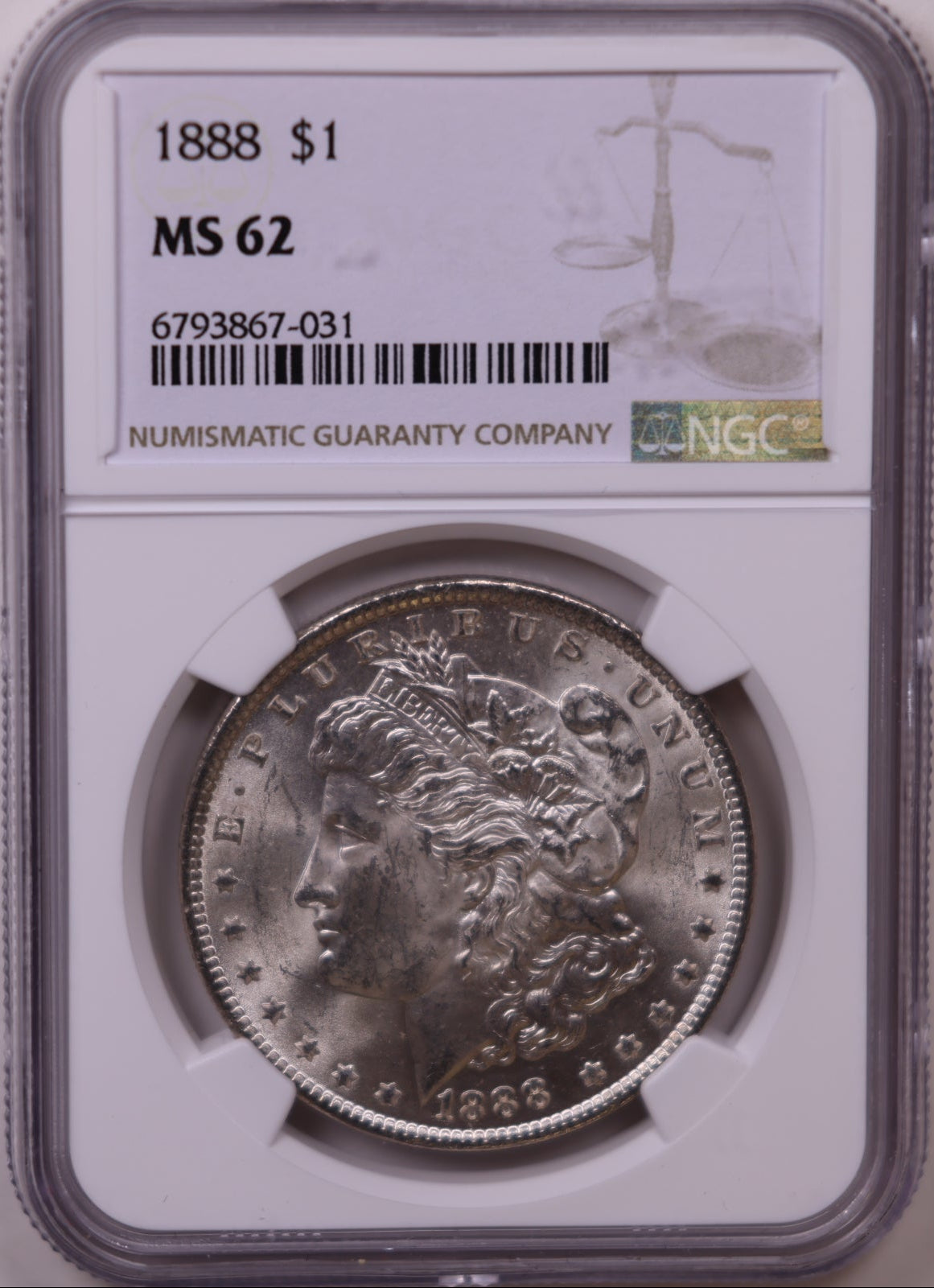 1888 Morgan Dollar, NGC MS-62, Mint Uncirculated Coin, Store #DR0975