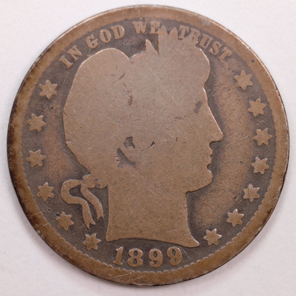 1899-O Barber Silver Quarter, Good Circulated Coin, Store #QR0407