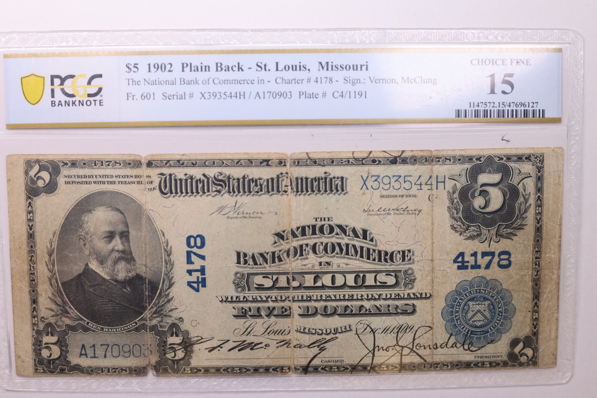 1902 $5 National Currency., PCGS F-15., Affordable Circulated Currency., STORE SALE #LGNB011