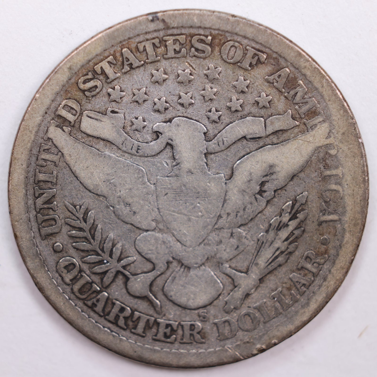1899-S Barber Silver Quarter, Good+ Circulated Coin, Store #QR0408.