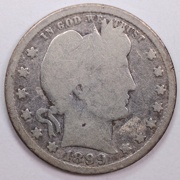 1899-S Barber Silver Quarter, Good+ Circulated Coin, Store #QR0409