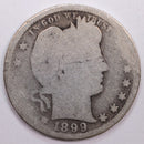 1899-S Barber Silver Quarter, Fair Circulated Coin, Store