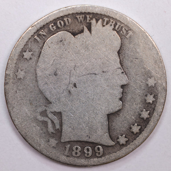 1899-S Barber Silver Quarter, Fair Circulated Coin, Store #QR0410