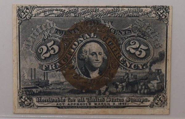 25 Cent, Fractional Currency., PCGS AU-50., Affordable Currency., STORE SALE #035167
