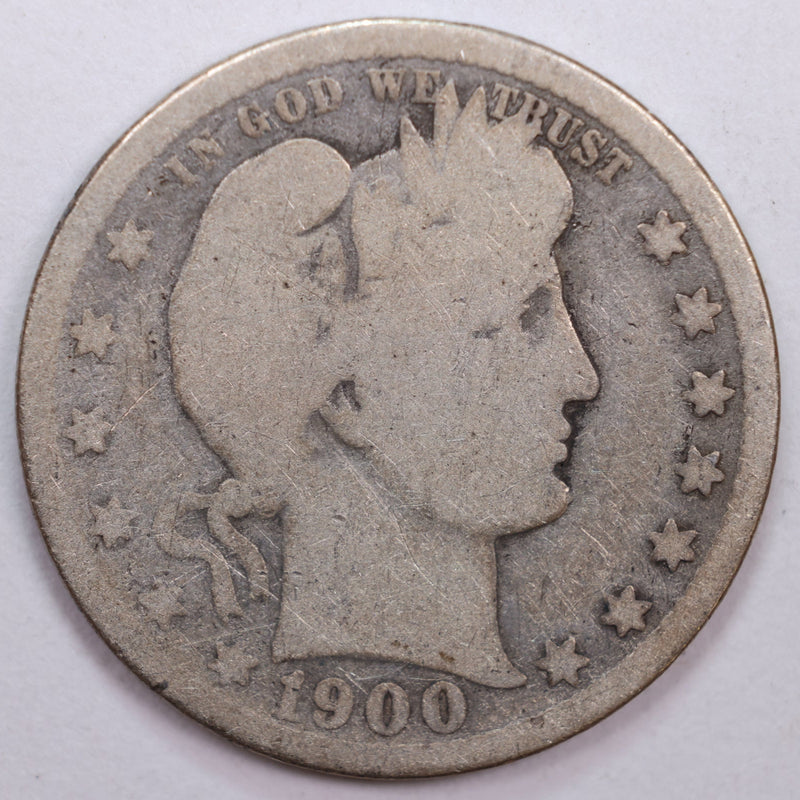 1900 Barber Silver Quarter, Good Circulated Coin, Store